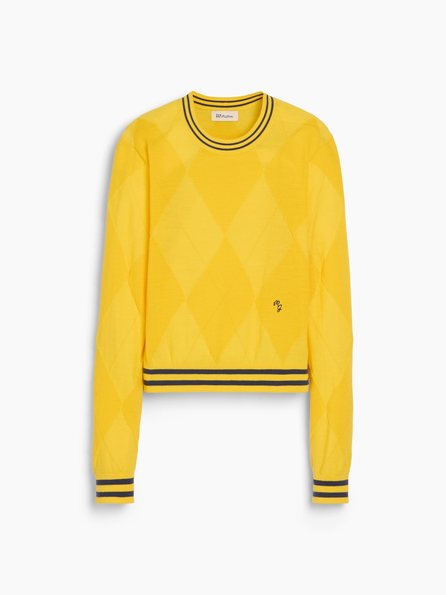 Женский свитер Gap × Malbon Argyle Crop Sweater, цвет: Жёлтый — фото 7