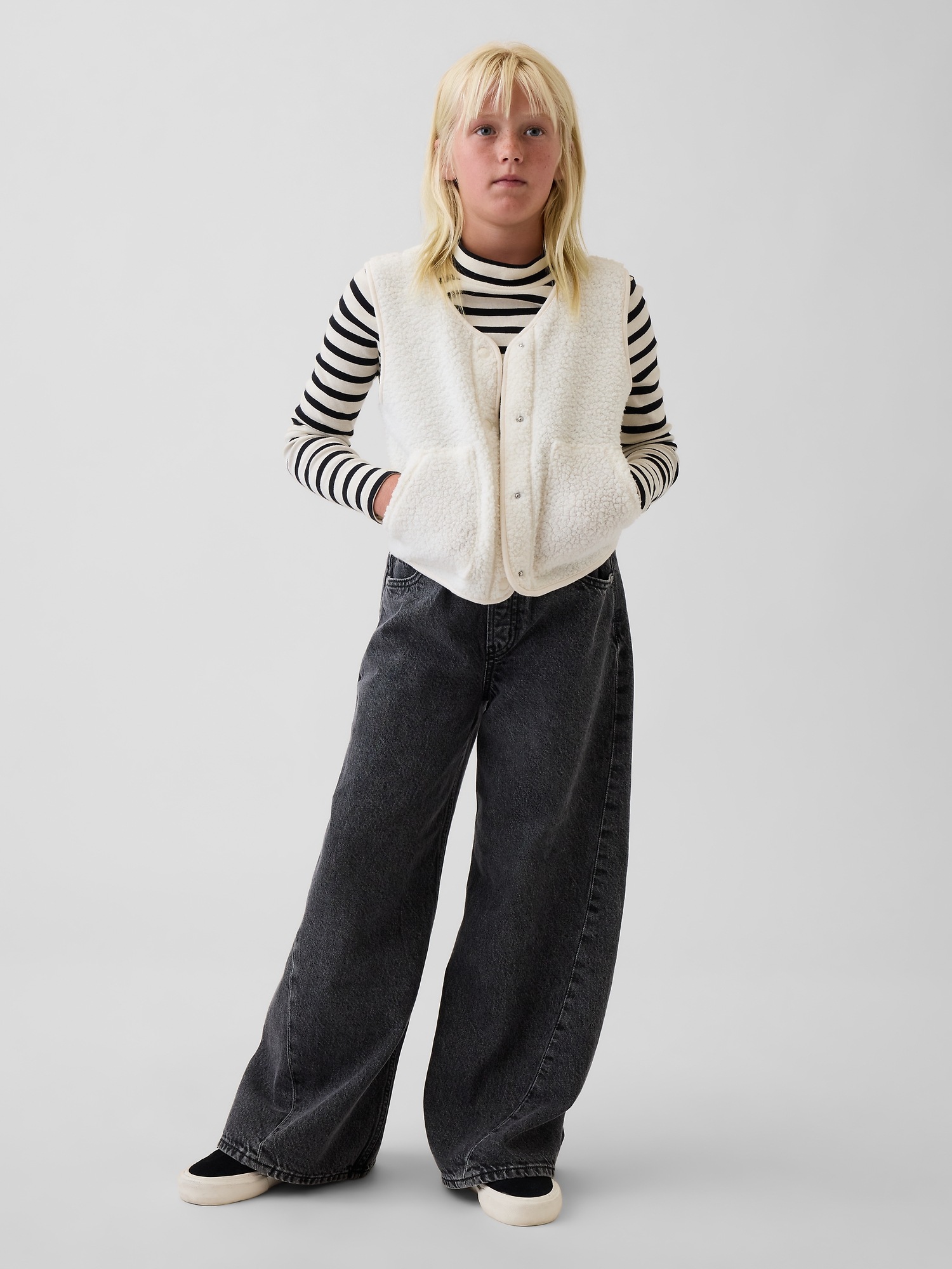 Детские джинсы Gap Low Rise Easy Baggy, цвет: Чёрный — фото 5