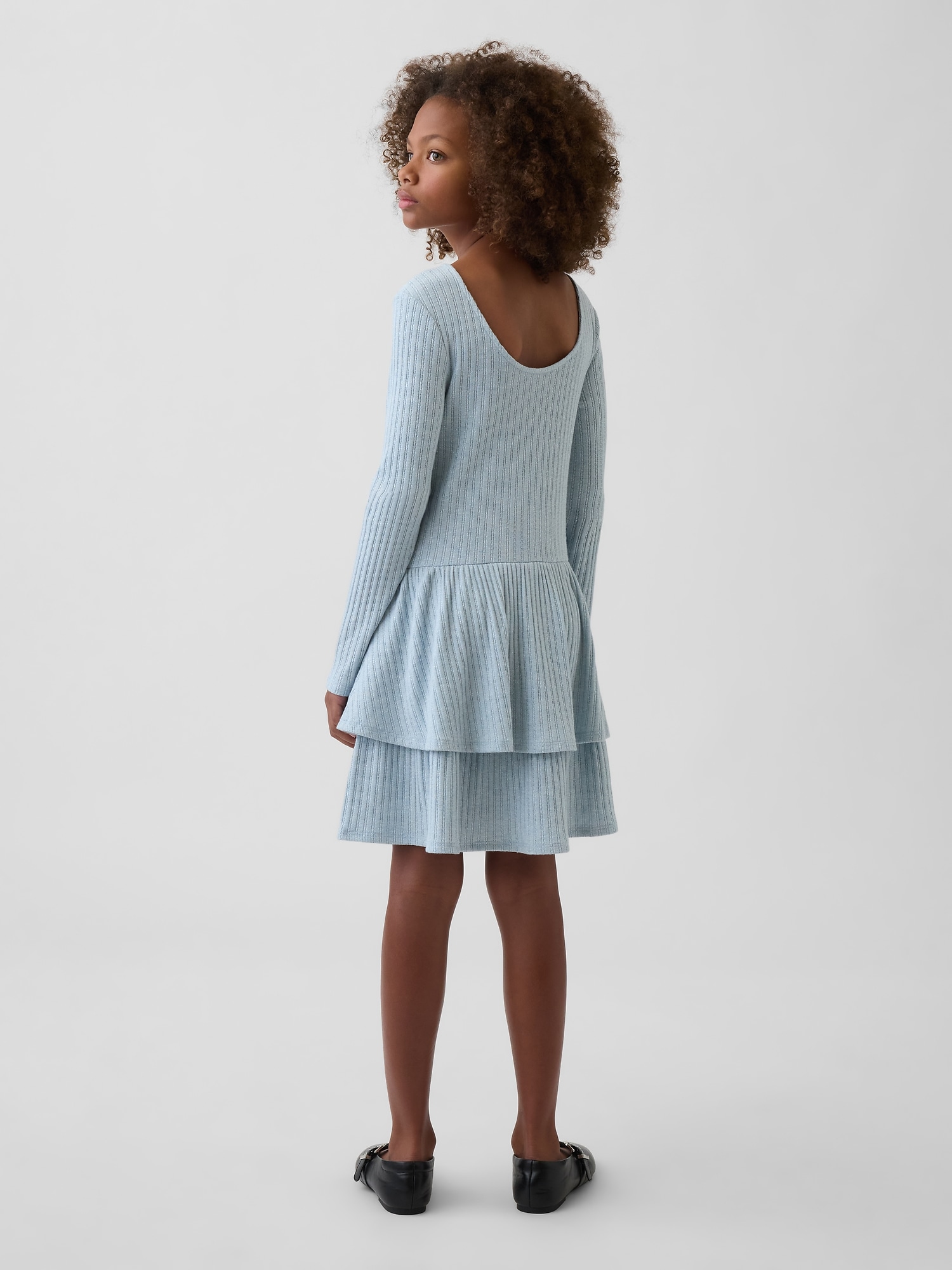 Детское платье Gap Pointelle Drop-Waist Tiered, цвет: Синий — фото 3