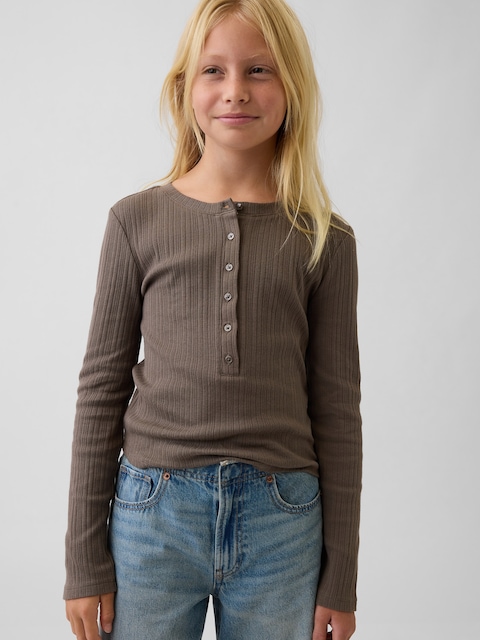 Kids Variegated Rib Henley T-Shirt
