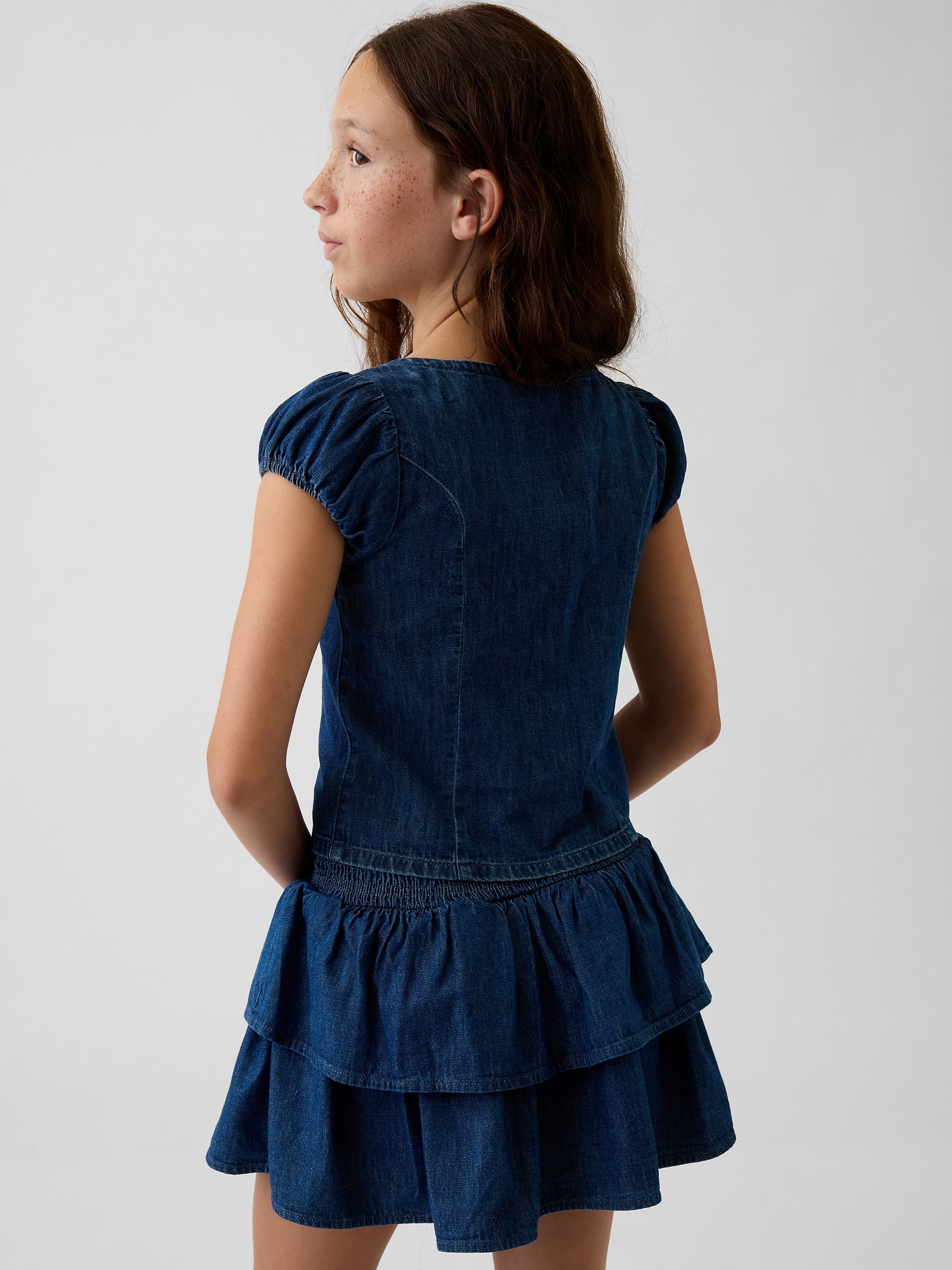 Детский топ Gap Lace-Trim Button-Front Top, цвет: Тёмная варка — фото 3