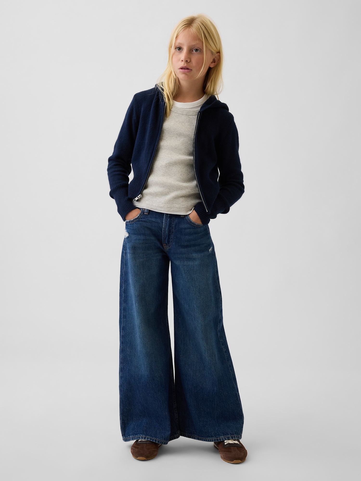 Детское худи Gap CashSoft Zip, цвет: Синий — фото 4