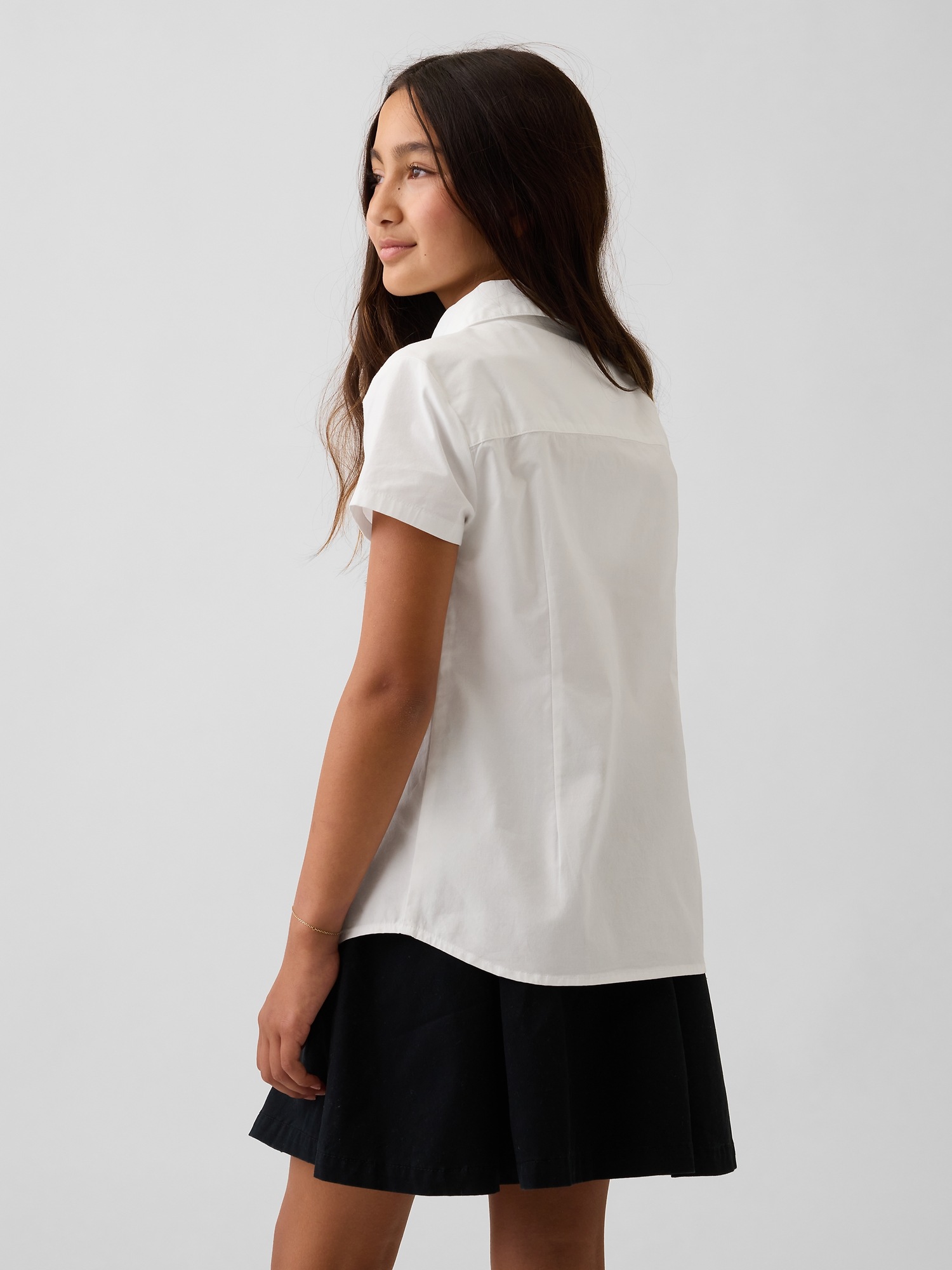 Детская рубашка Gap Uniform Poplin, цвет: Оптический белый — фото 3