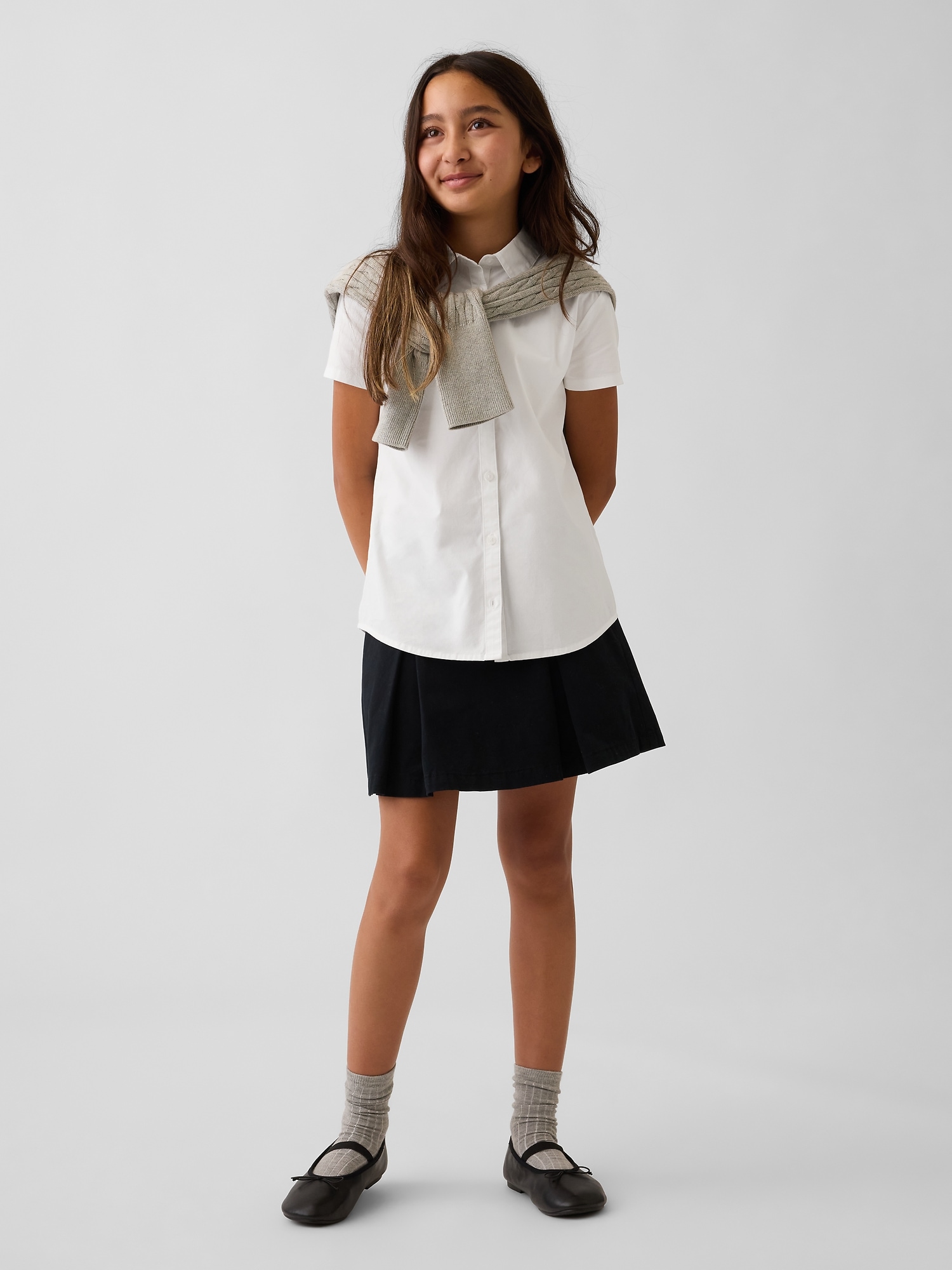 Детская рубашка Gap Uniform Poplin, цвет: Оптический белый — фото 4