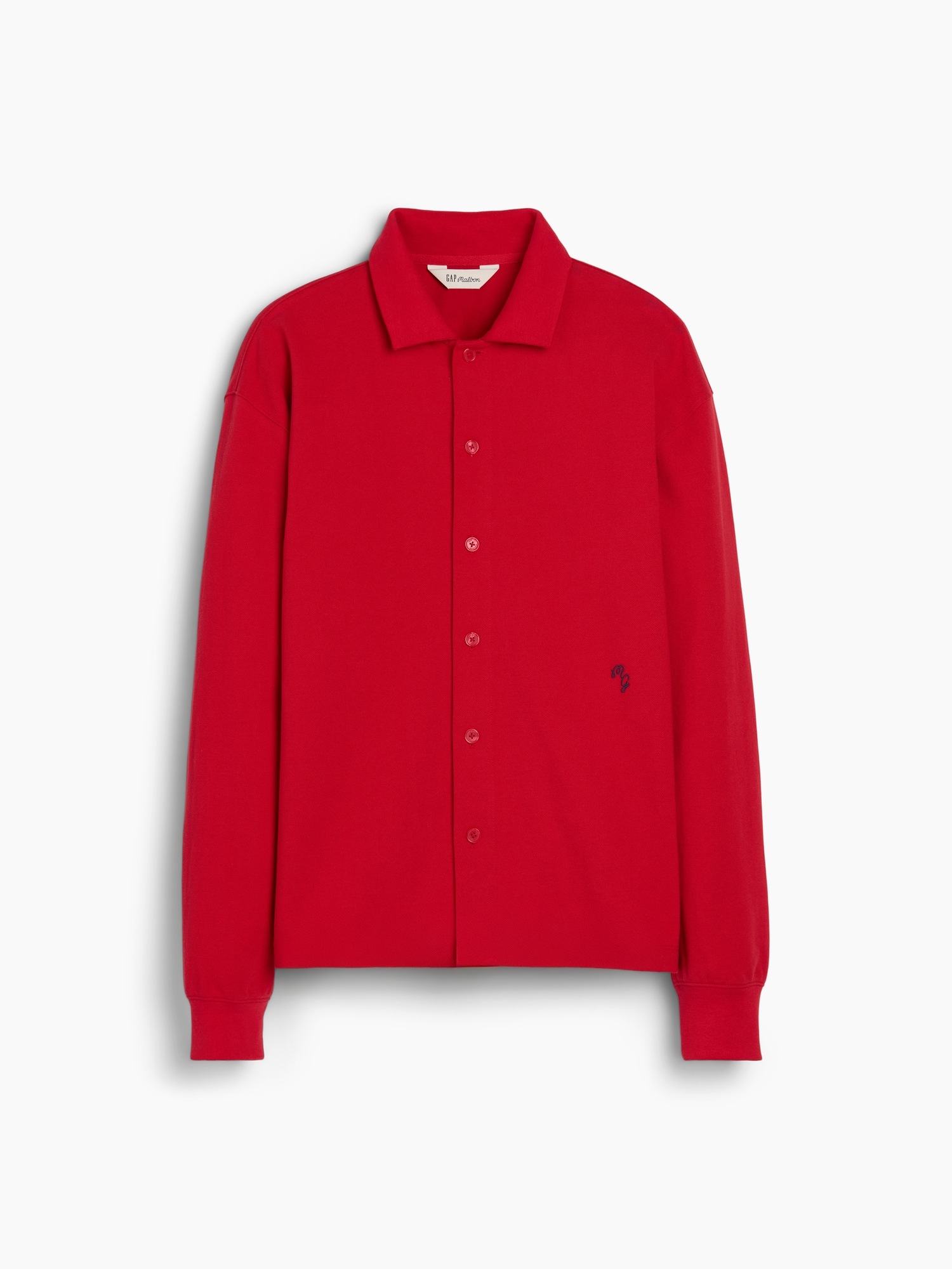 Женская рубашка Gap × Malbon Pique Polo Overshirt, цвет: Красный разноцветный — фото 7