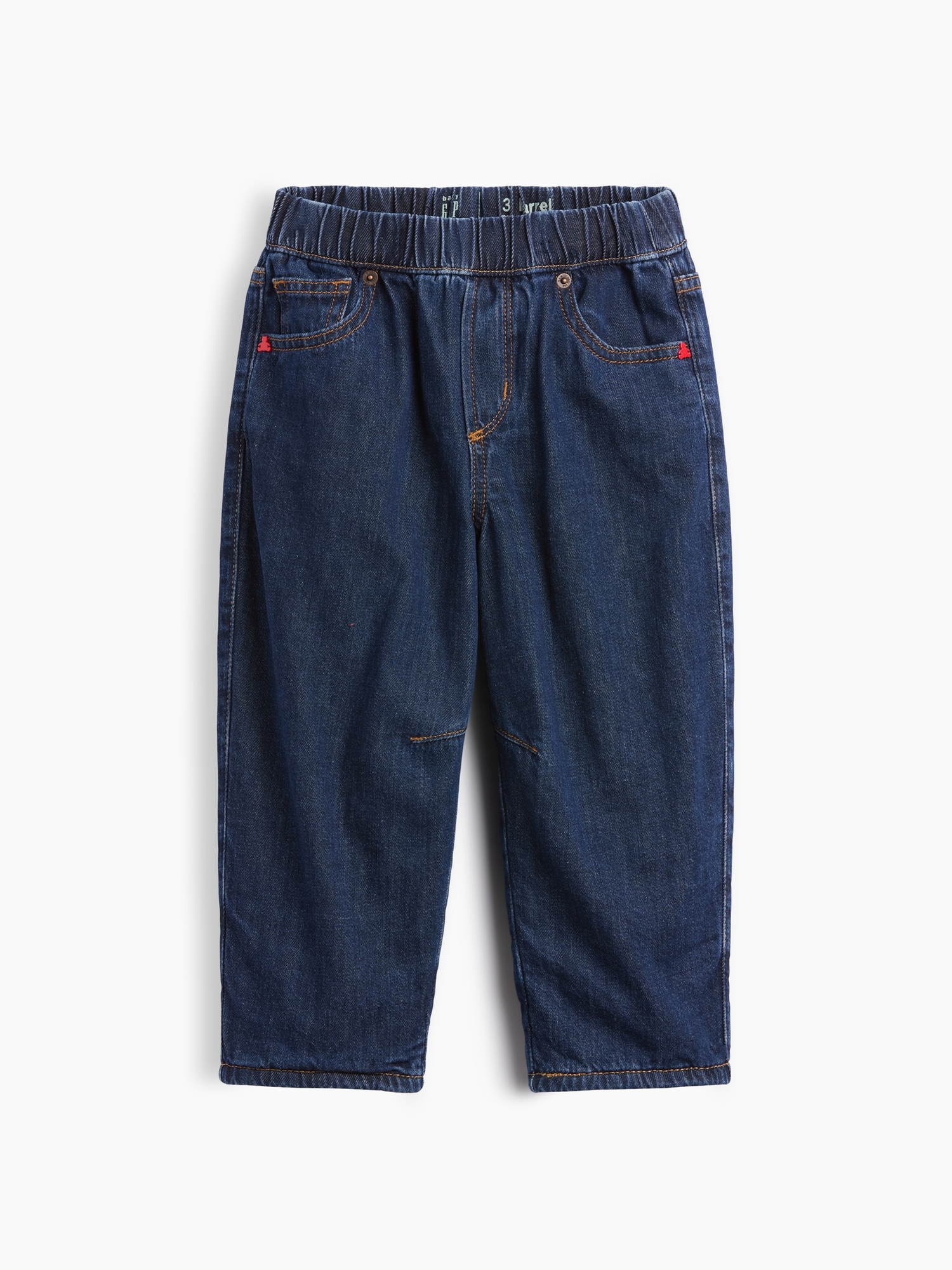 Джинсы Gap Cozy-Lined Barrel Jeans для малышей, цвет: Тёмная варка индиго — фото 2