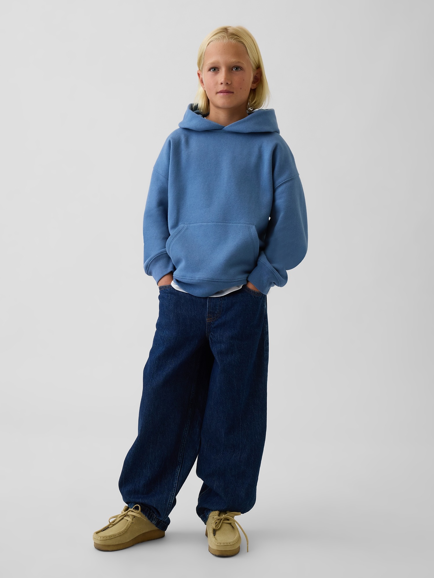 Детское худи Gap VintageSoft Relaxed, цвет: Синий — фото 4