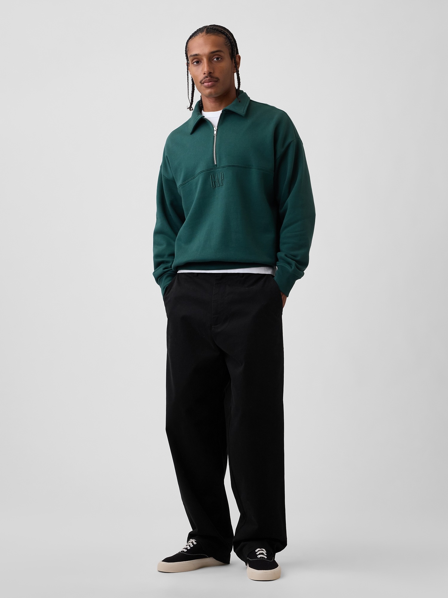 Мужские свитеры Gap Heavyweight Oversized Logo Half-Zip Pullover — фото 2