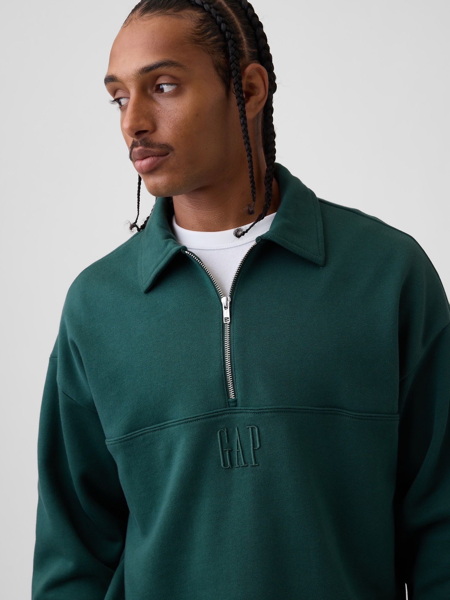 Мужские свитеры Gap Heavyweight Oversized Logo Half-Zip Pullover — фото 3