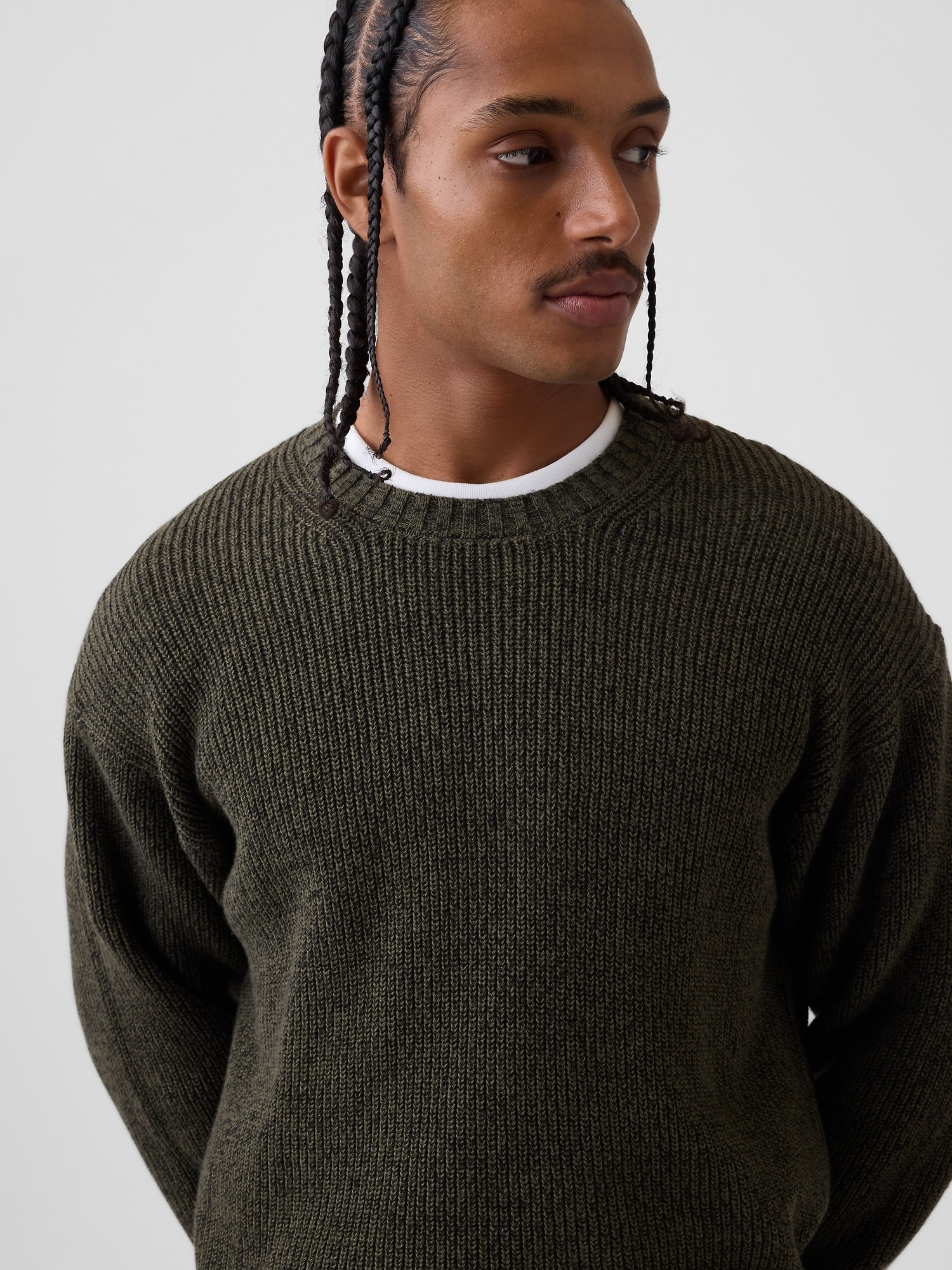 Мужской свитер Gap Relaxed Shaker, цвет: Зелёный — фото 3