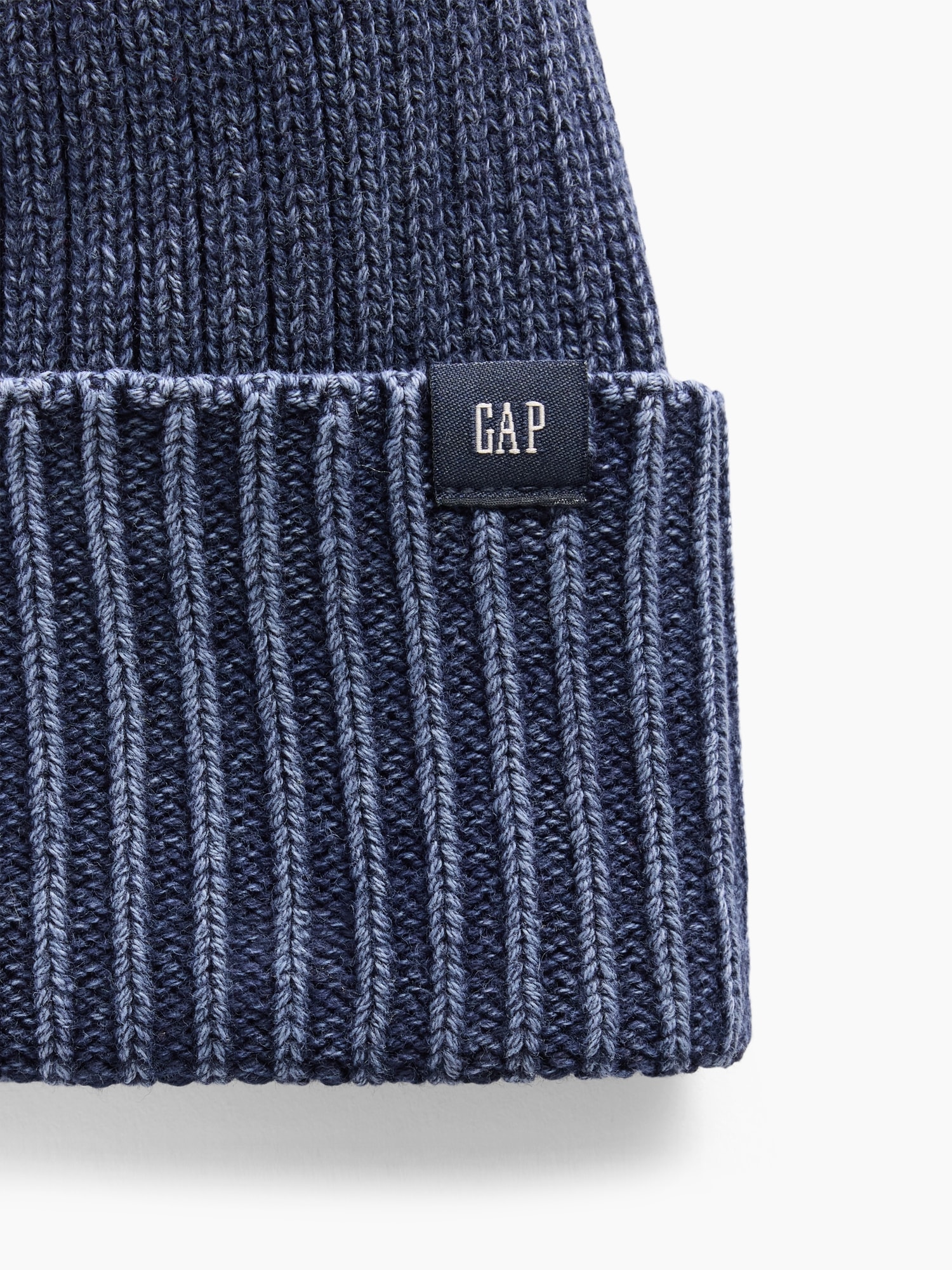 Детская шапка Gap 100% Cotton Rib Knit Beanie, цвет: Тёмный Ночной — фото 2