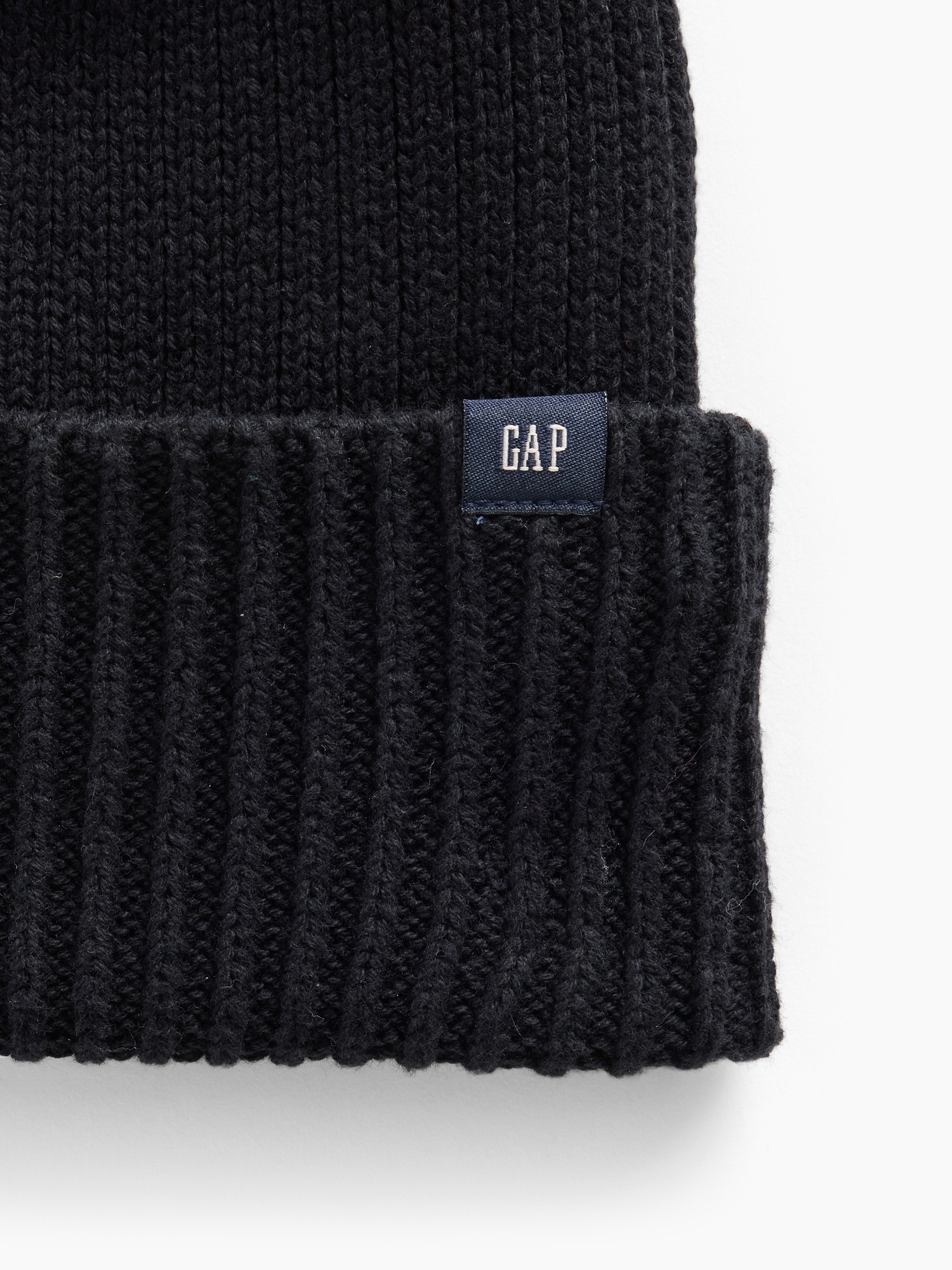 Детская шапка Gap 100% Cotton Rib Knit Beanie, цвет: Чёрный — фото 2
