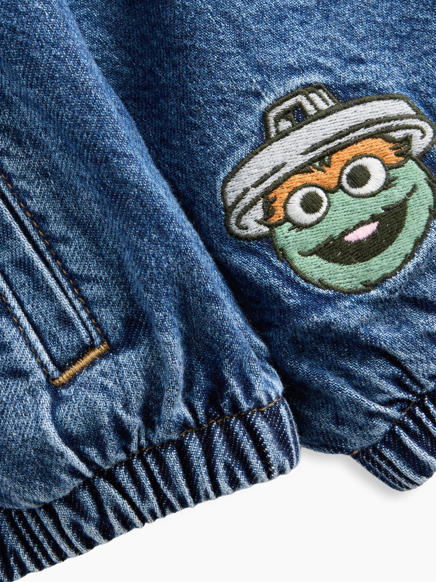 Куртка Gap Sesame Street Denim Hooded Jacket для малышей, цвет: Средняя варка — фото 5