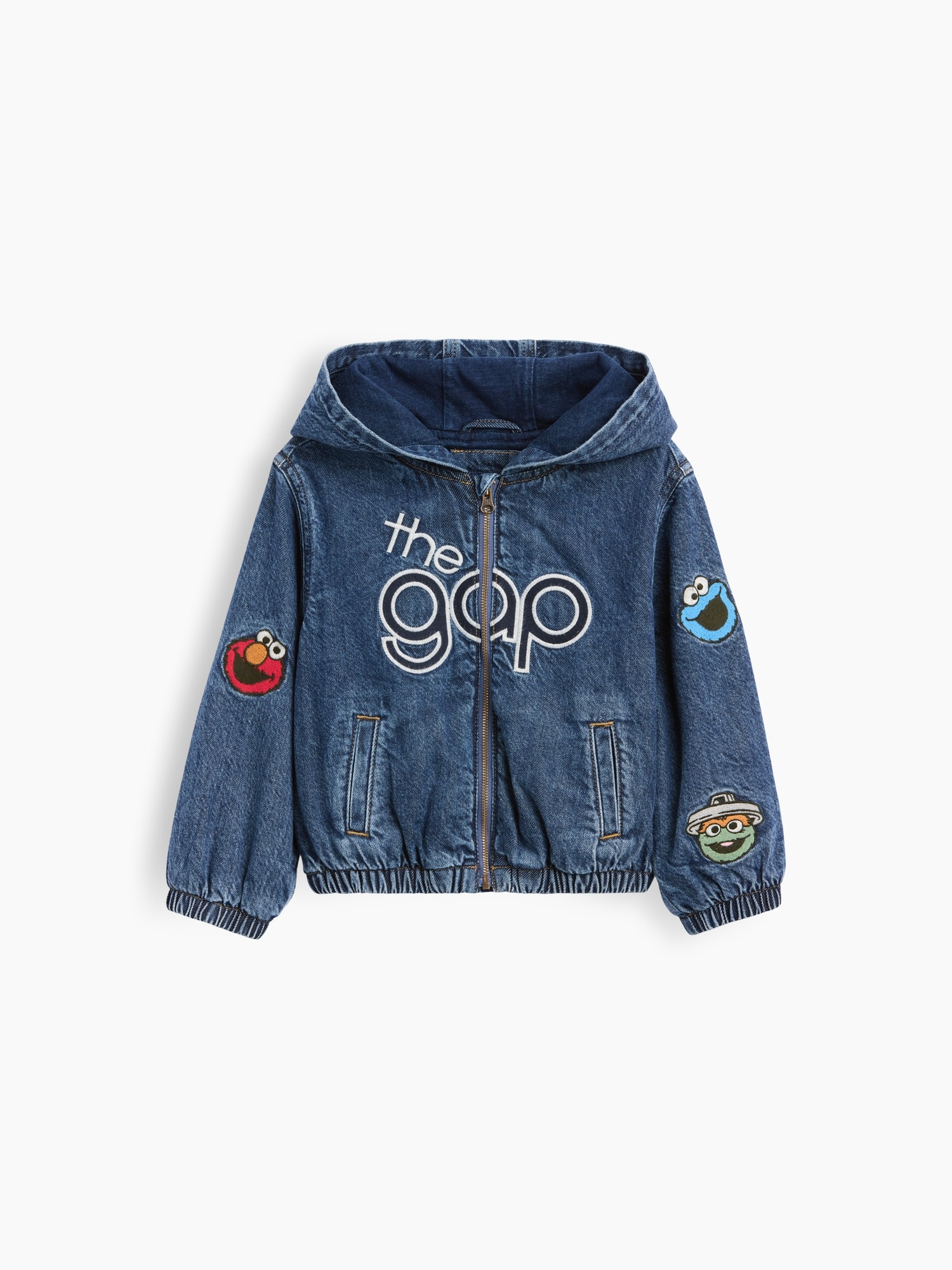 Куртка Gap Sesame Street Denim Hooded Jacket для малышей, цвет: Средняя варка — фото 3