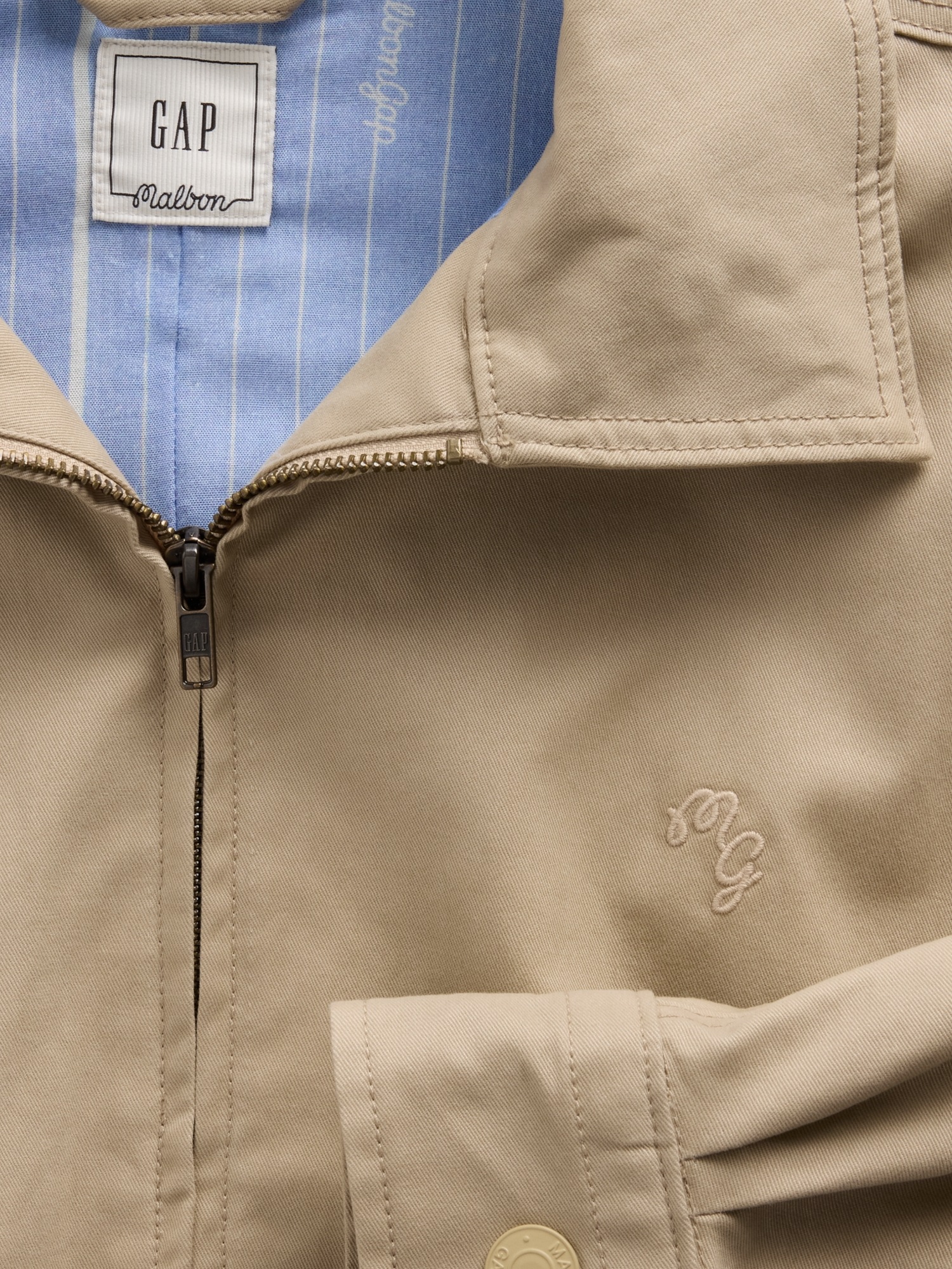 Женская куртка Gap × Malbon Twill Bomber, цвет: Хаки — фото 5