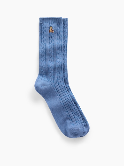 Brannan Bear Cable-Knit Crew Socks