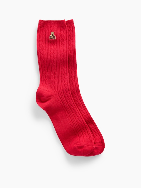 Brannan Bear Cable-Knit Crew Socks