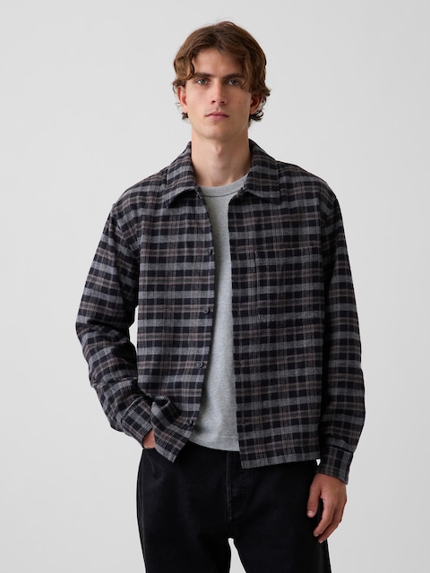 Relaxed Straight-Hem Flannel Shirt