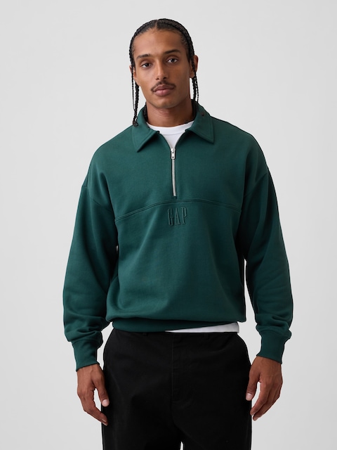 Heavyweight Oversized Logo Half-Zip Pullover