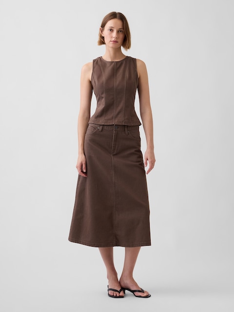 Twill Midi Skirt