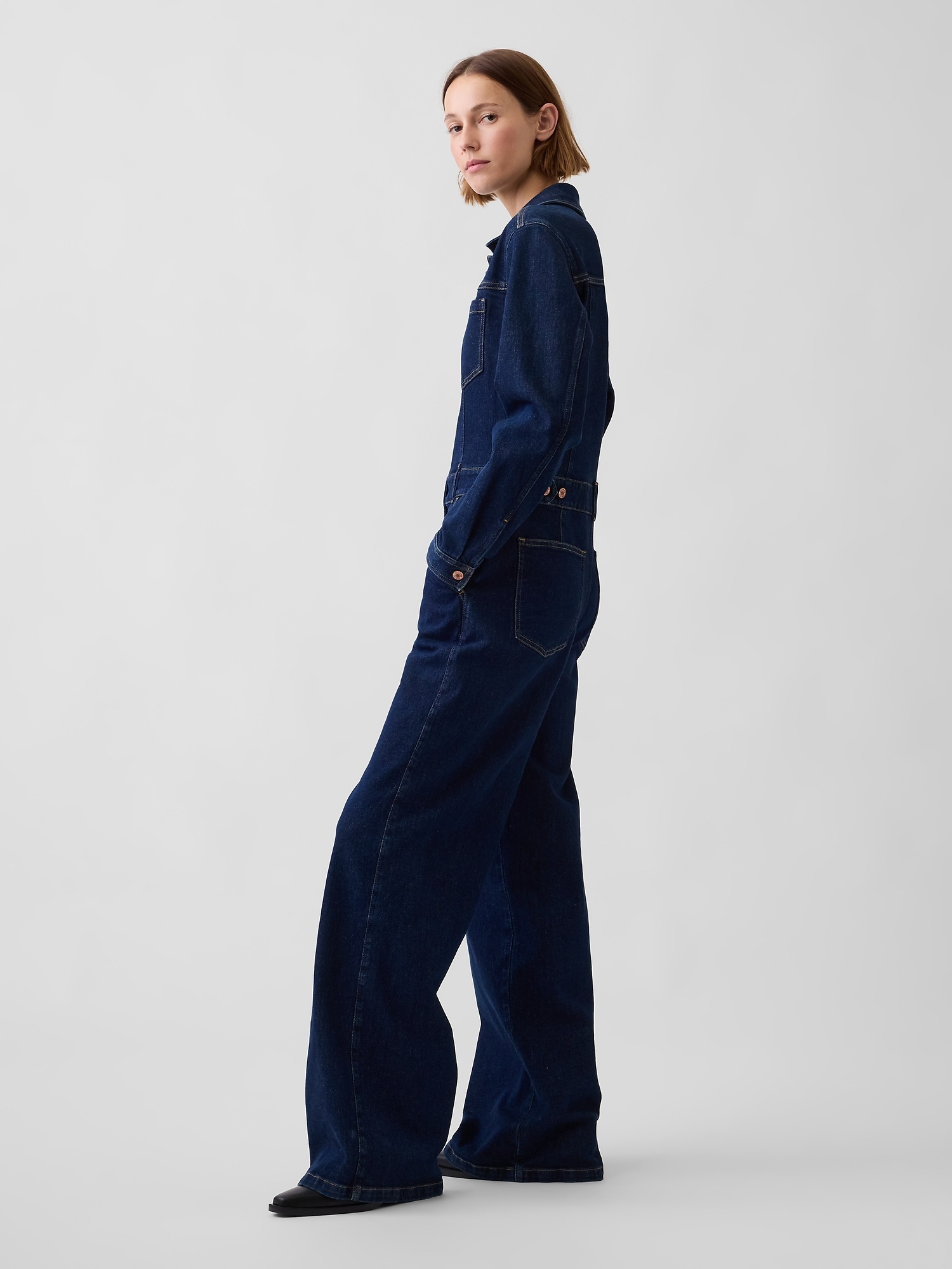Женские комбинезоны Gap Denim Stride Wide-Leg Jumpsuit — фото 2