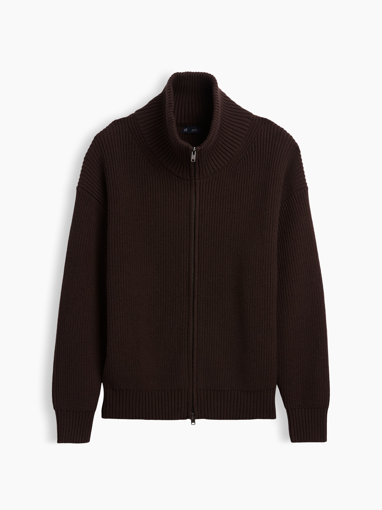 Мужской кардиган Gap Oversized Double-Zip Cardigan, цвет: Коричневый — фото 4