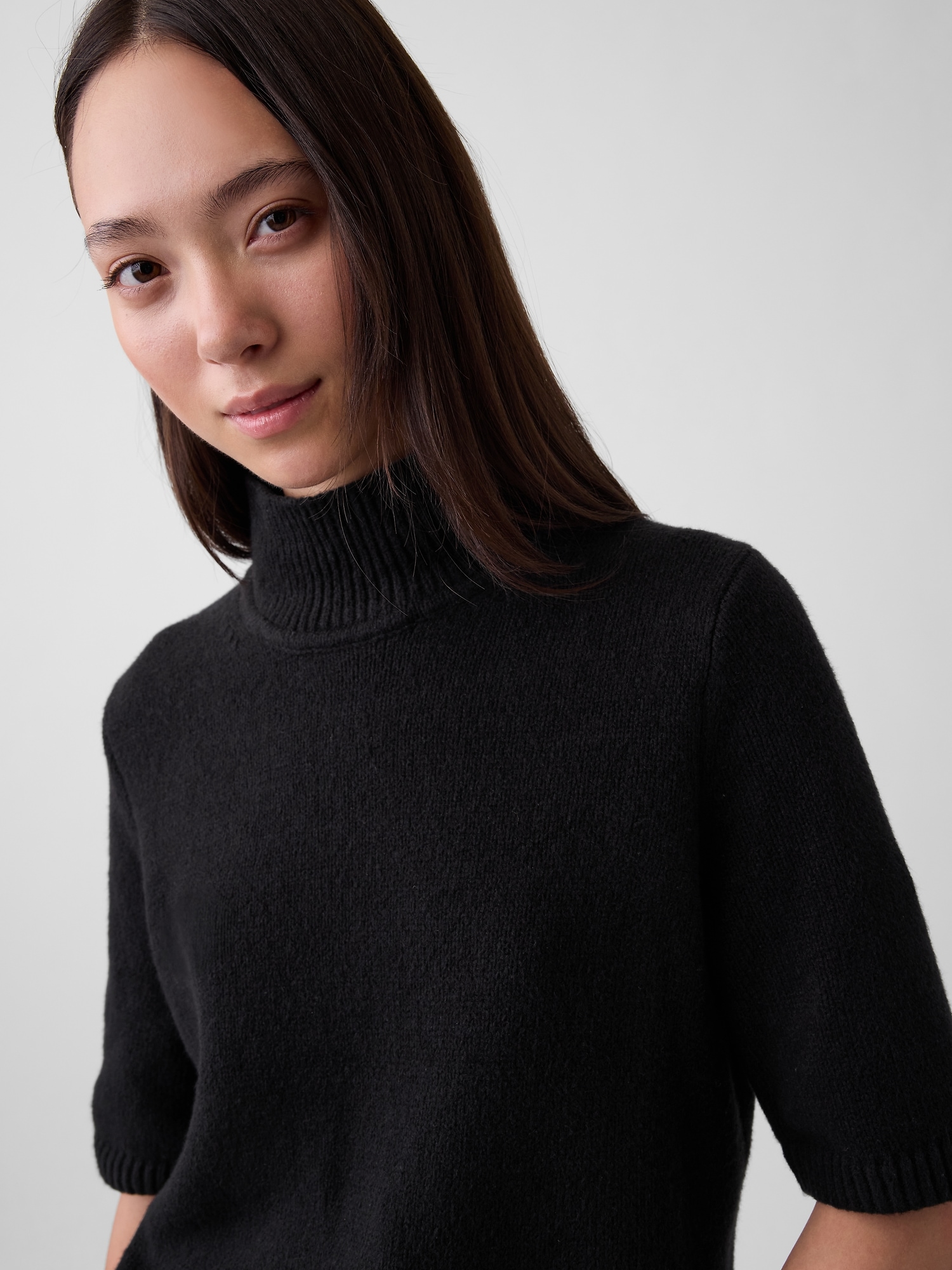 Женский свитер Gap CashSoft Mockneck Elbow-Sleeve, цвет: Чёрный — фото 3