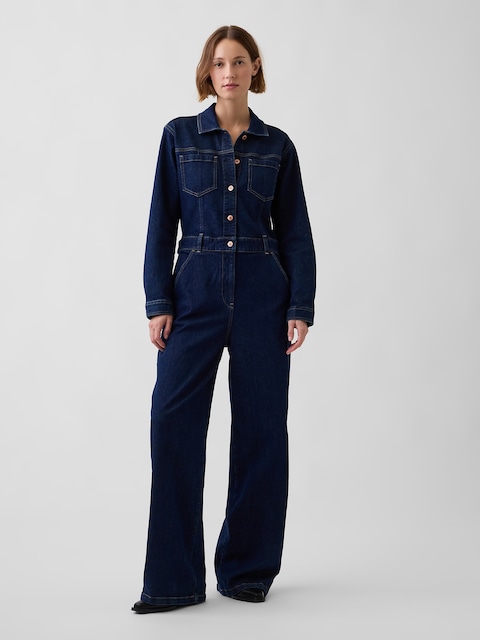 Denim Stride Wide-Leg Jumpsuit