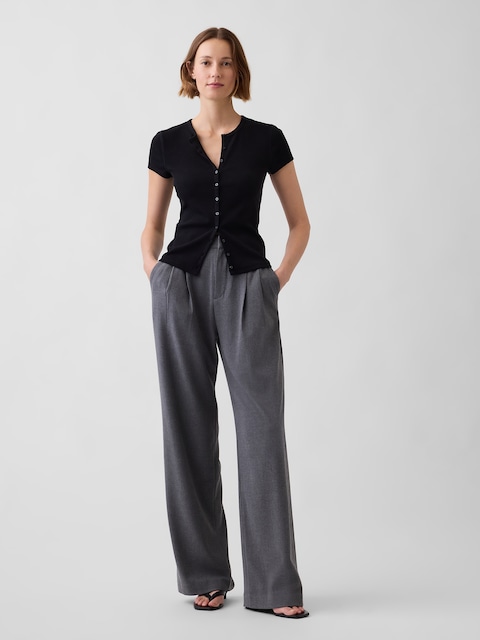 365 High Rise Brushed Twill Pleated Trousers