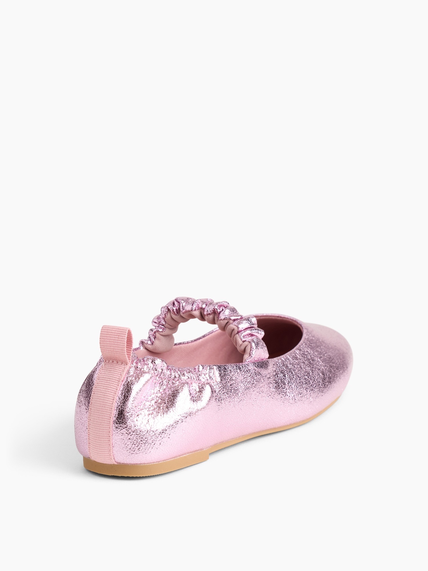 Детские балетки Gap из экокожи с металлическим блеском и сборками, цвет: Металлик розовый — фото 3