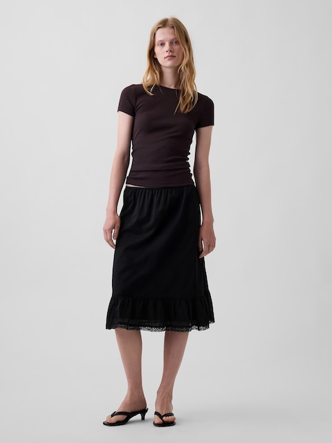 Ruffle-Hem Easy Knee-Length Skirt
