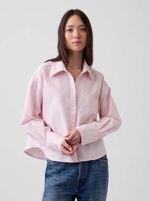 Organic Cotton Oversized Crop Oxford Shirt