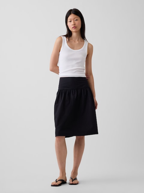 Poplin Drop-Waist Skirt