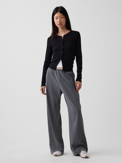 Brushed Twill Easy Wide-Leg Pants
