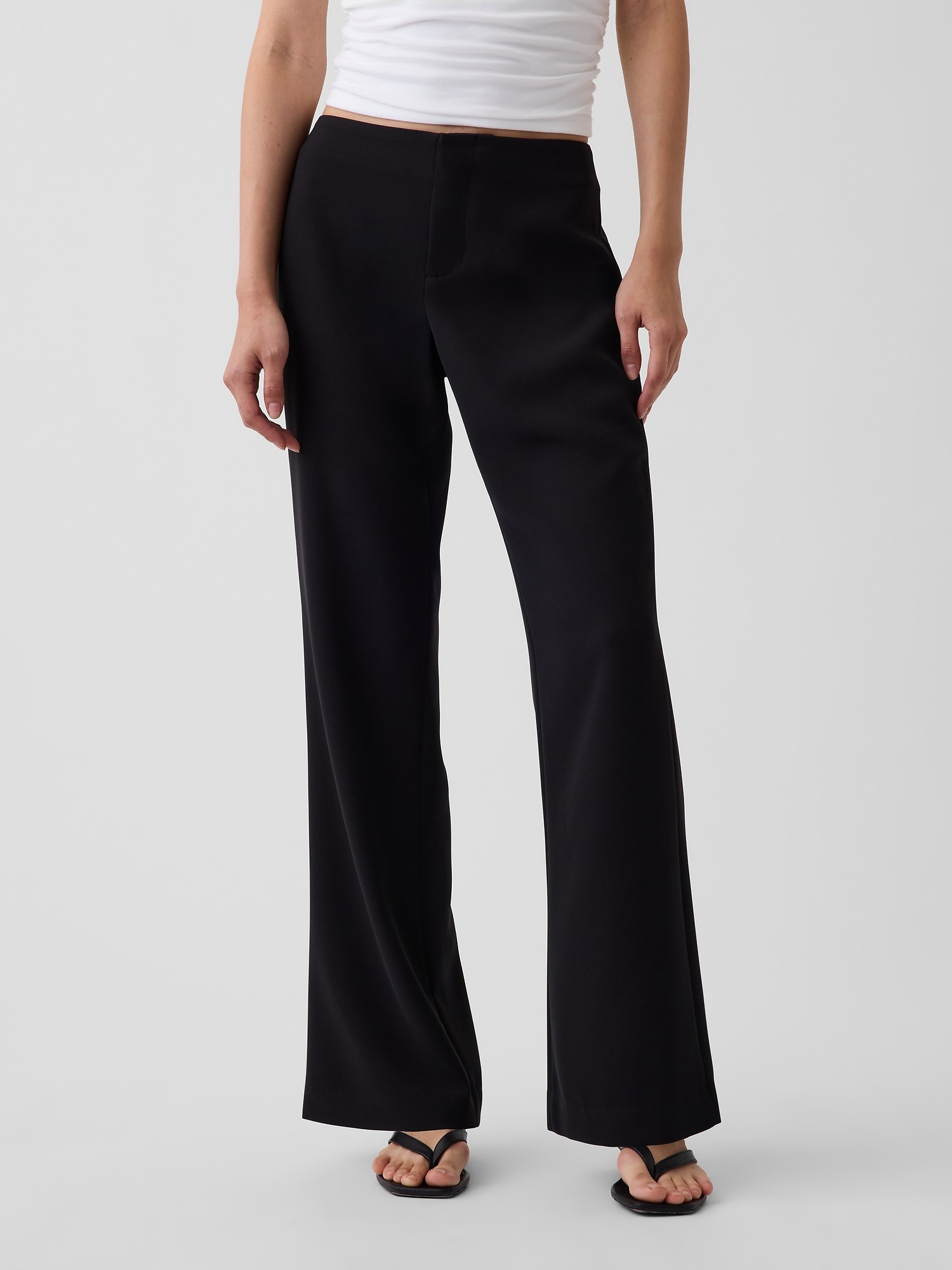 Женские брюки Gap Low Rise Twill Flare, цвет: Чёрный — фото 2
