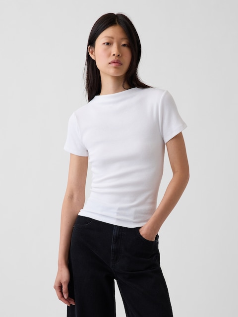 Modern Rib Mockneck Crop T-Shirt