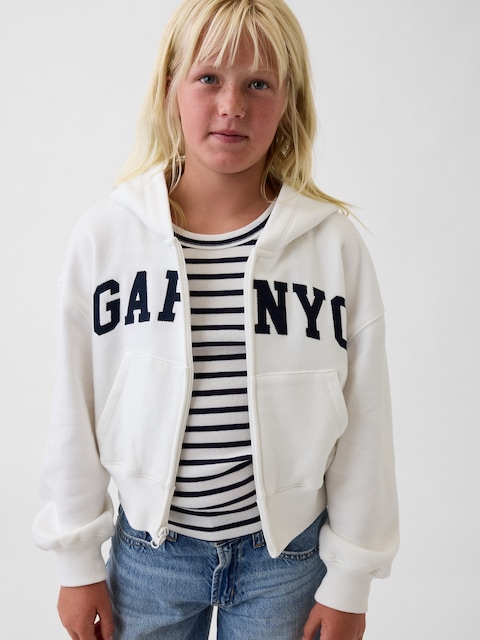 Kids VintageSoft Oversized Logo Zip Hoodie