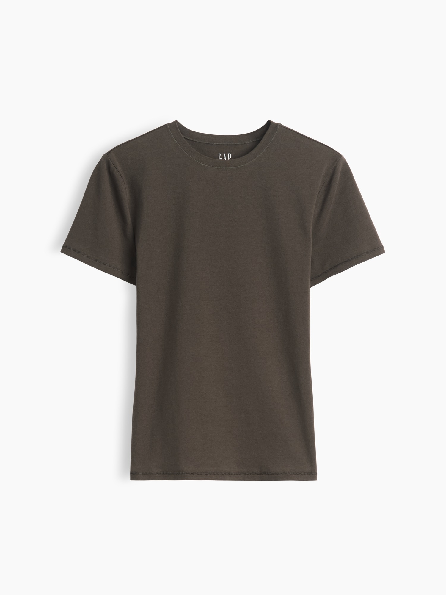 Женская футболка Gap Modern Rib Mockneck Crop T-Shirt, цвет: Зелёный — фото 3
