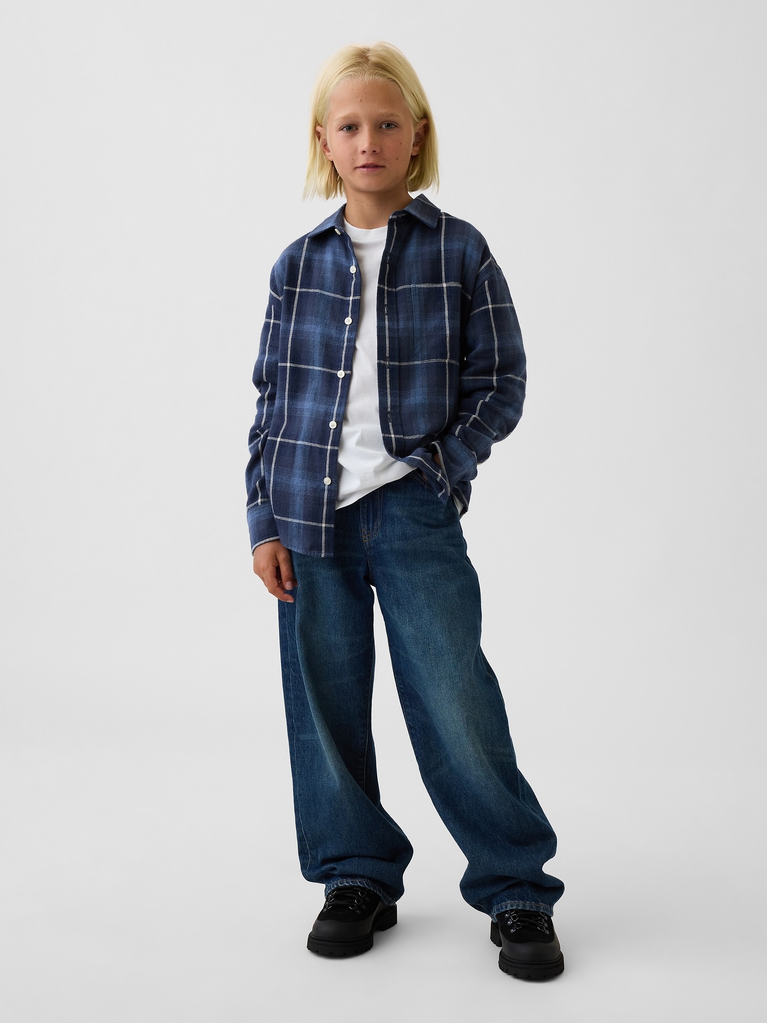 Детские рубашки Gap Relaxed Flannel Shirt — фото 4