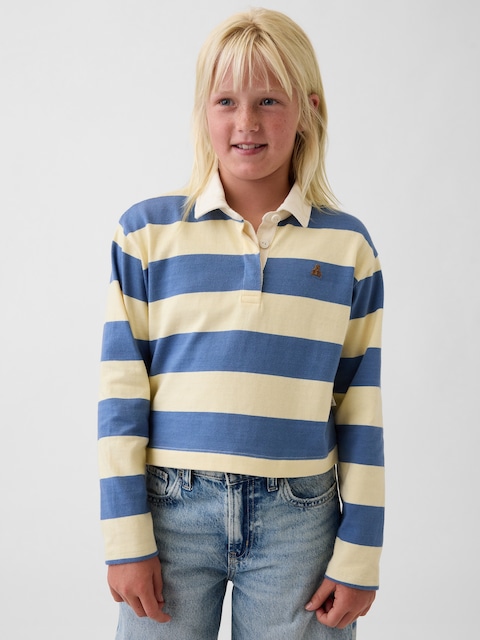 Kids Oversized Rugby Stripe Polo Shirt