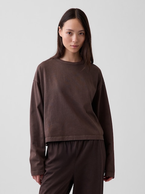 Knit Oversized Crop T-Shirt