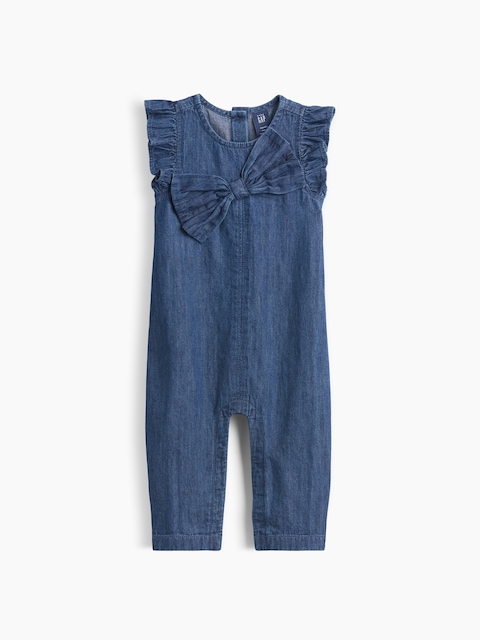 Baby Denim Bow-Front One-Piece