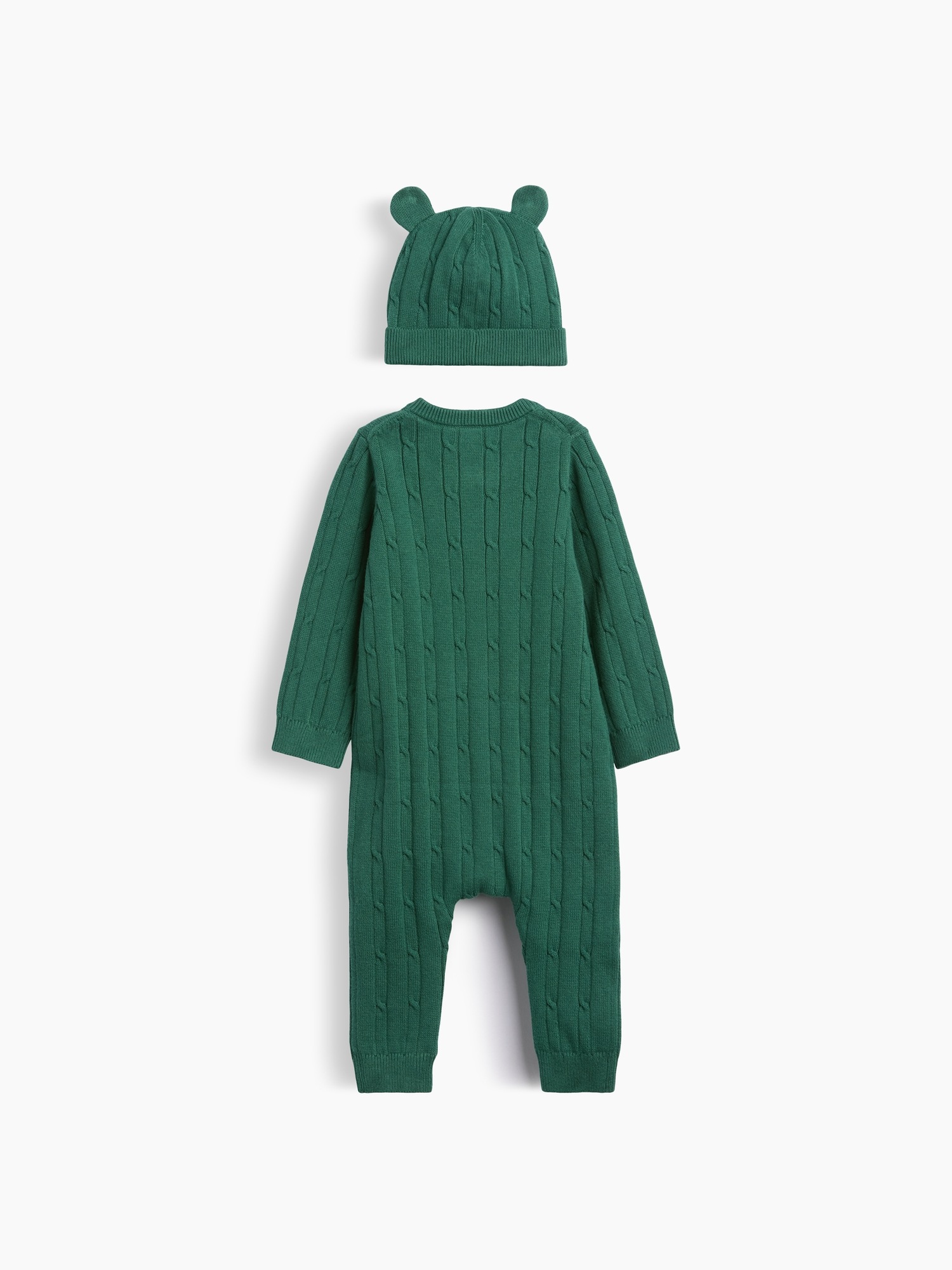 Gap Baby Cable-Knit Hat & Sweater One-Piece Set, цвет: Зелёный — фото 2