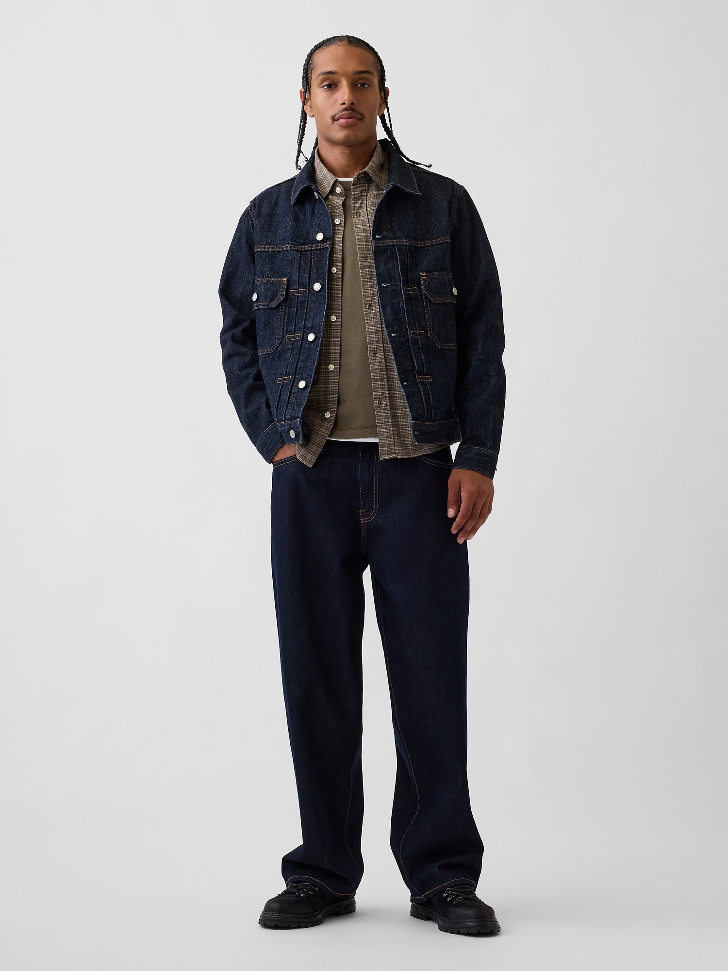 Мужская куртка Gap Heavyweight Denim Jacket, цвет: Dark Rinse — фото 2