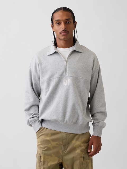 Heavyweight Oversized Logo Half-Zip Pullover