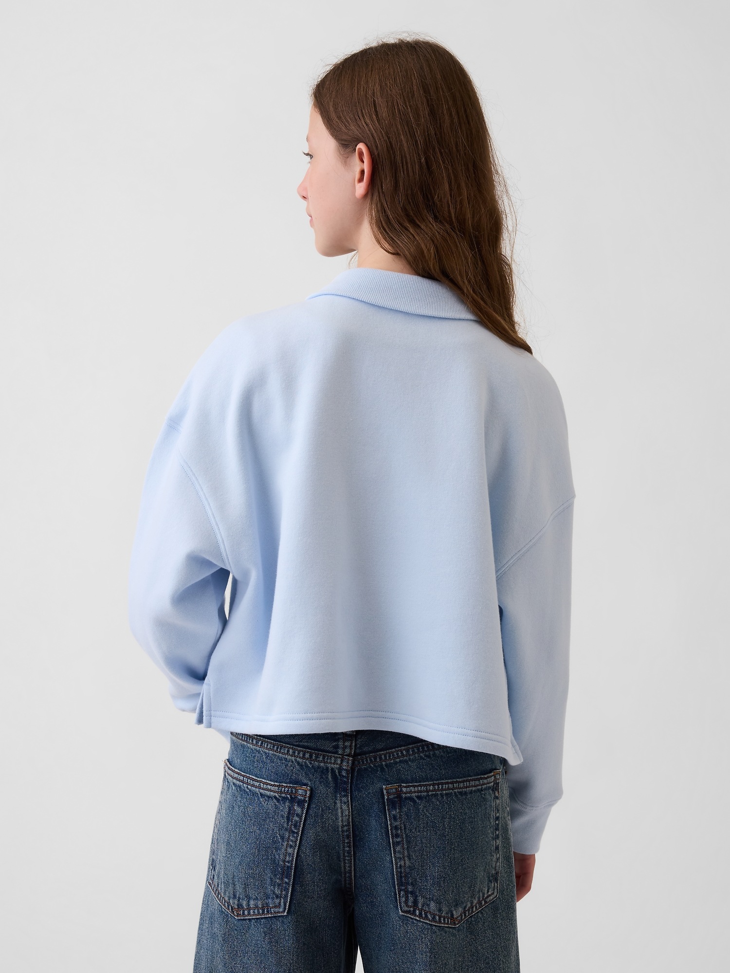 Детский свитер Gap VintageSoft Oversized Quarter-Zip Pullover, цвет: Синий — фото 4