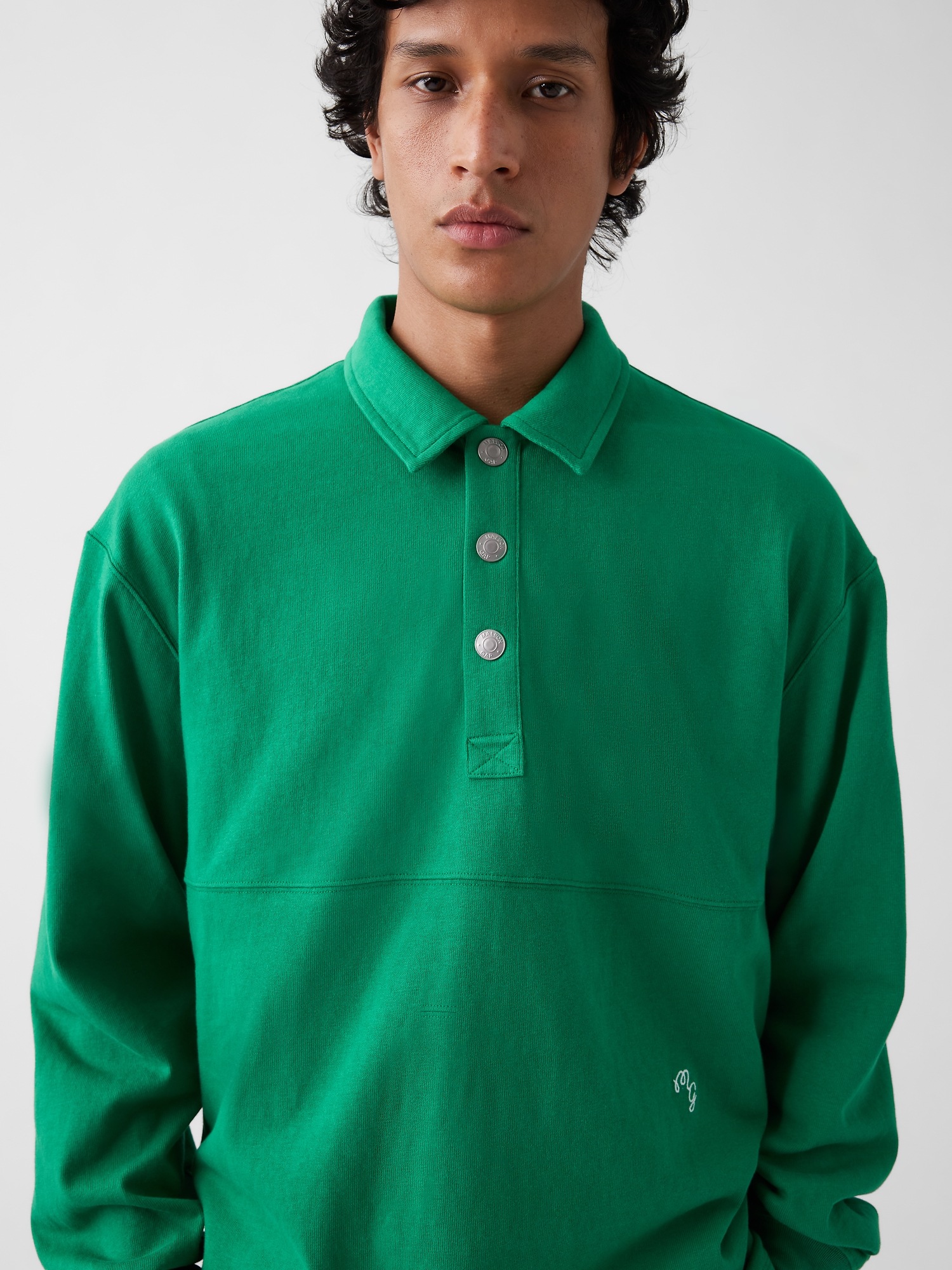 Женский свитер Gap × Malbon Oversized Polo Pullover, цвет: Зелёный — фото 5