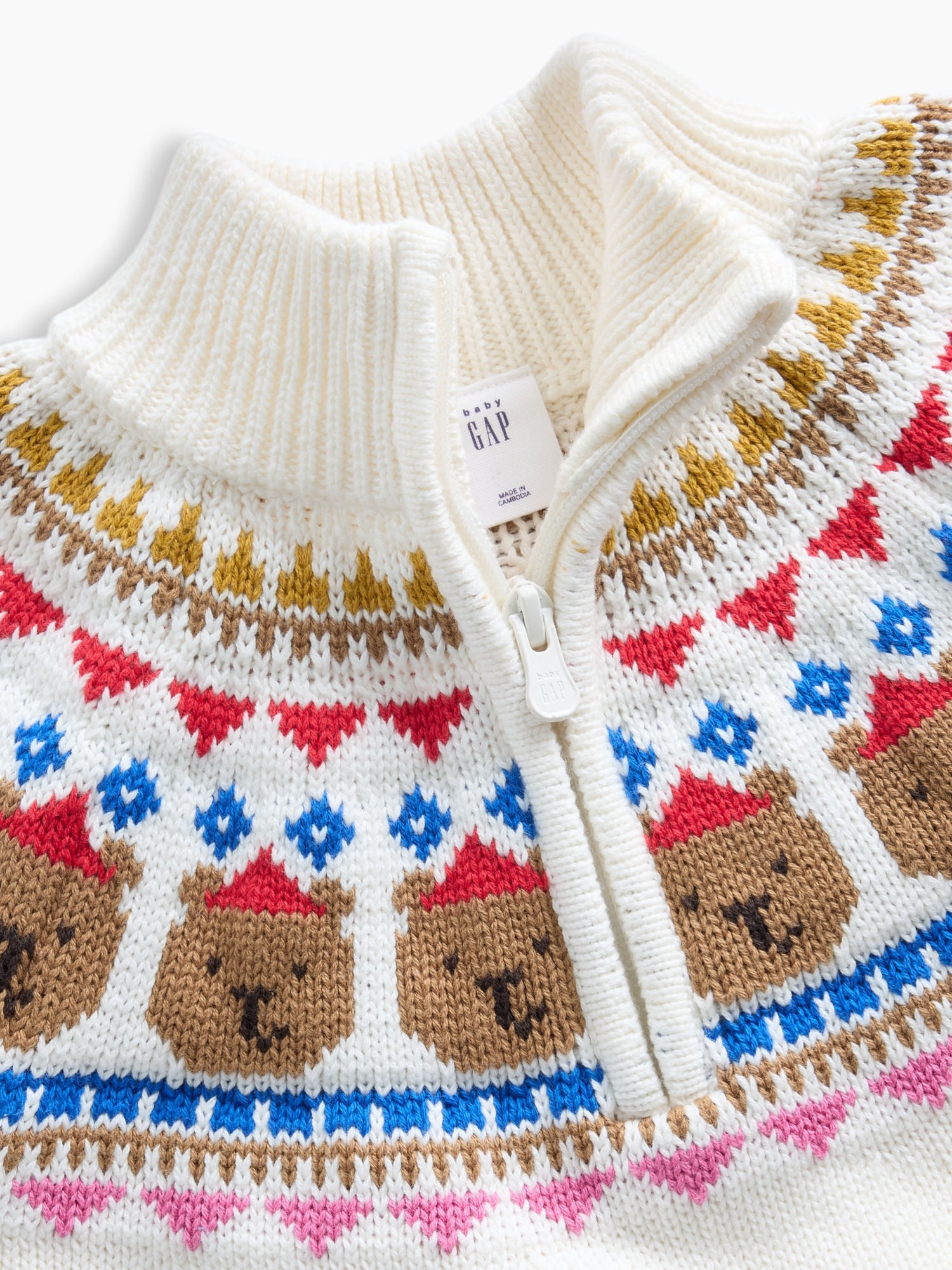 Свитер Gap Fair Isle Half-Zip Pullover Sweater для малышей, цвет: Красный — фото 2