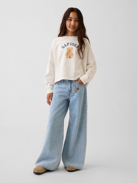 Kids Low Rise Embroidered I Heart NY Baggy Jeans