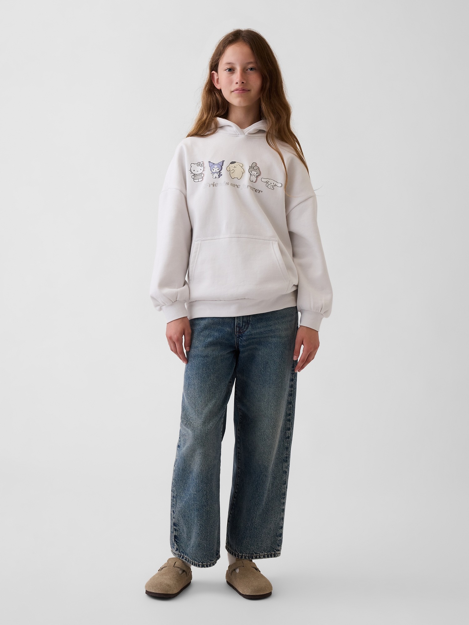Детское худи Gap VintageSoft Oversized Logo, цвет: Бежевый — фото 2